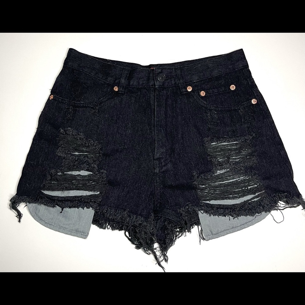 Black Ripped, High Waisted Shorts
